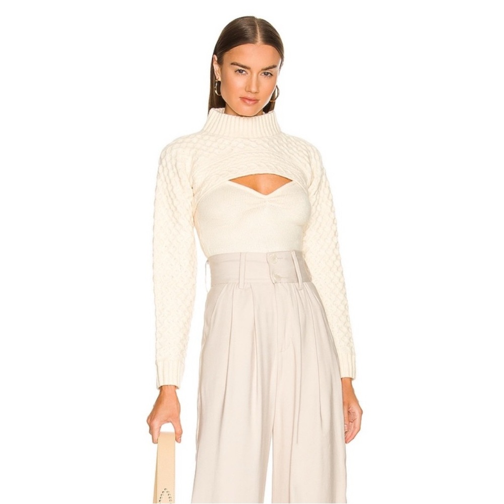 Astr Cream Textured Knit Sweater